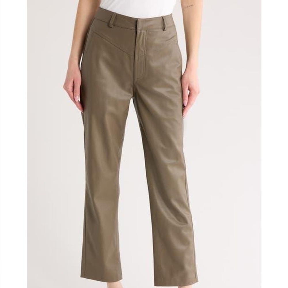 AG Cleo High Waist Kick Flare Vegan Leather Pants NWT